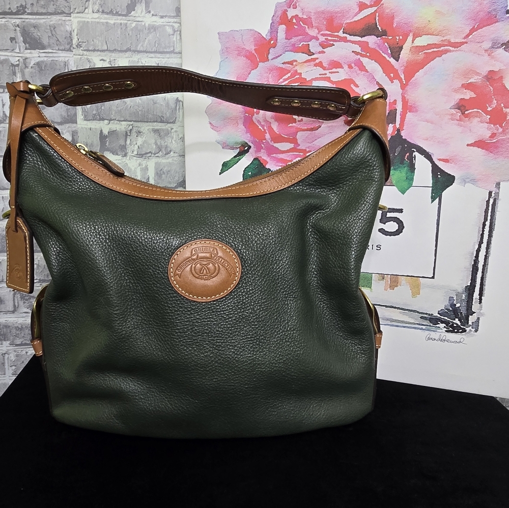 Ghurka Original Collection Green Pebbled Leather Hobo Bag Vintage